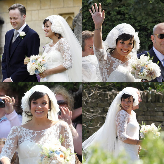 On her wedding day British singer Lily Allen wore a vintageinspired lace